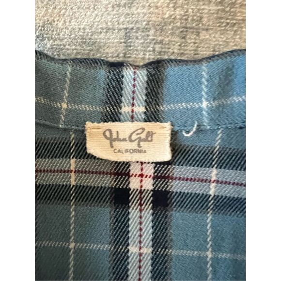 John Galt Blue Plaid Cropped Button Front Top One Size (XS / S) - Picture 3 of 8